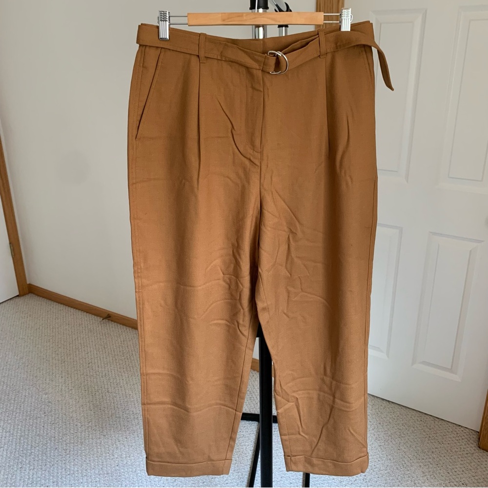 J. Crew Flannel Wool Belted D-Ring Cuffed Tapered Leg Pant Size 12